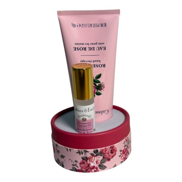 Crabtree & Evelyn Rosewater Gift Set 0.33oz Fragrance Oil 3.5oz Hand Crème NIP - Picture 2 of 8